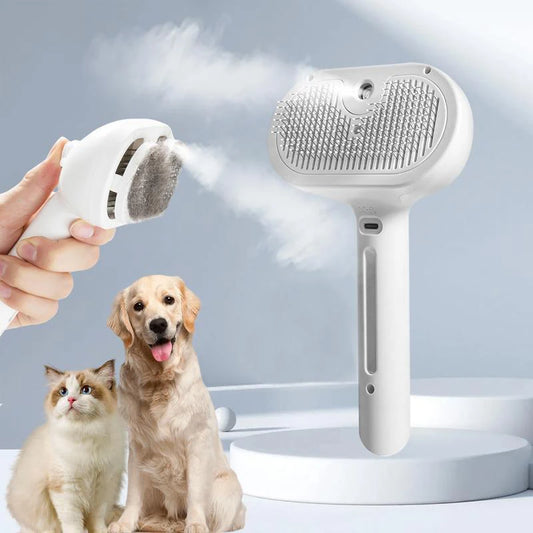 Dog Comb Pet Steam Massage Brush Safe Round Head Soft Teeth Spray Hair Removal Combs
