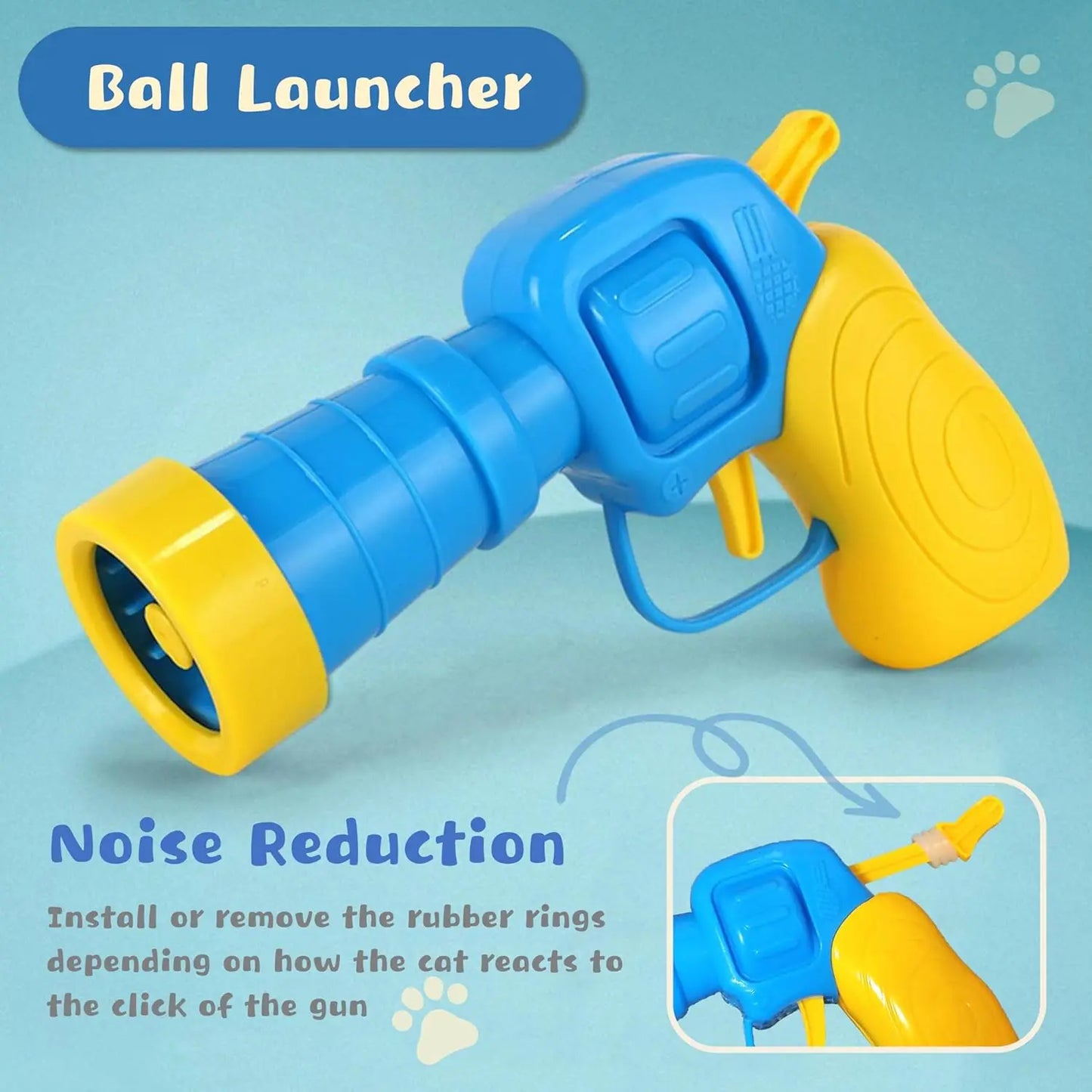 Cat Ball Launcher Gun Interactive Toy for Indoor Cats with Plush Pom Pom Balls Training Kitten Play Fetch Game Pet Supplies