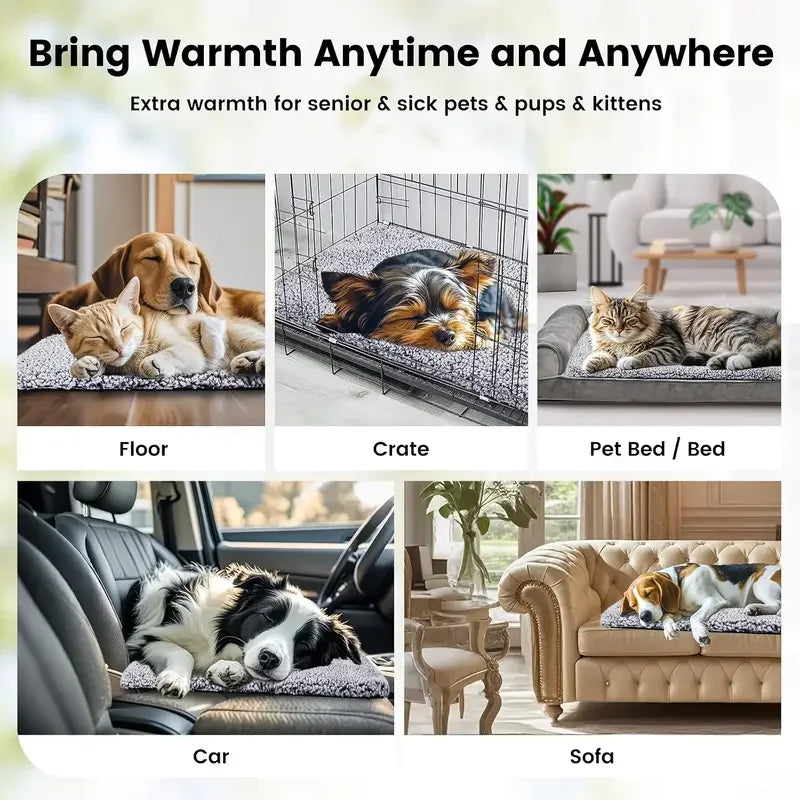 Self-Heating Pet Pad Blanket for Dogs Cats, No Electricity Thermal Mat with Anti-Slip Bottom, Warm Cushion for Puppy Kitten Pets