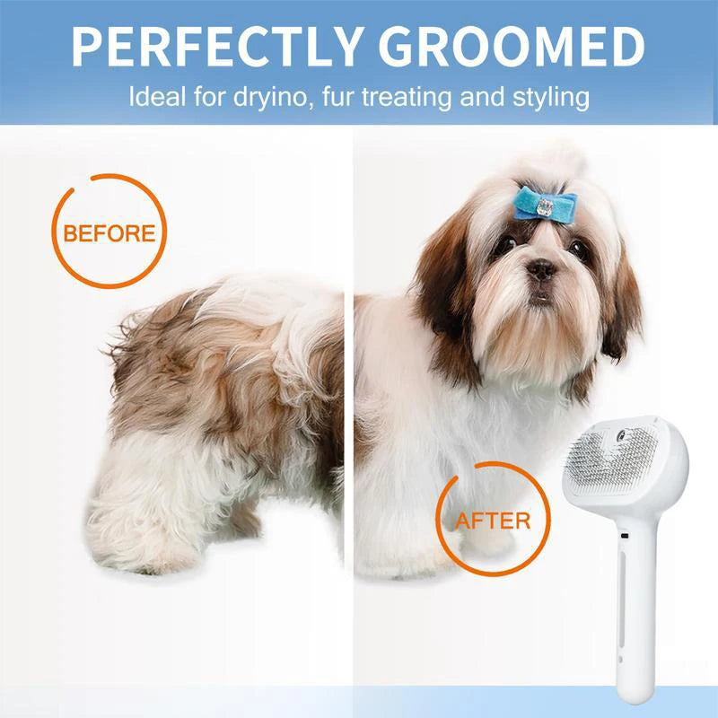Dog Comb Pet Steam Massage Brush Safe Round Head Soft Teeth Spray Hair Removal Combs