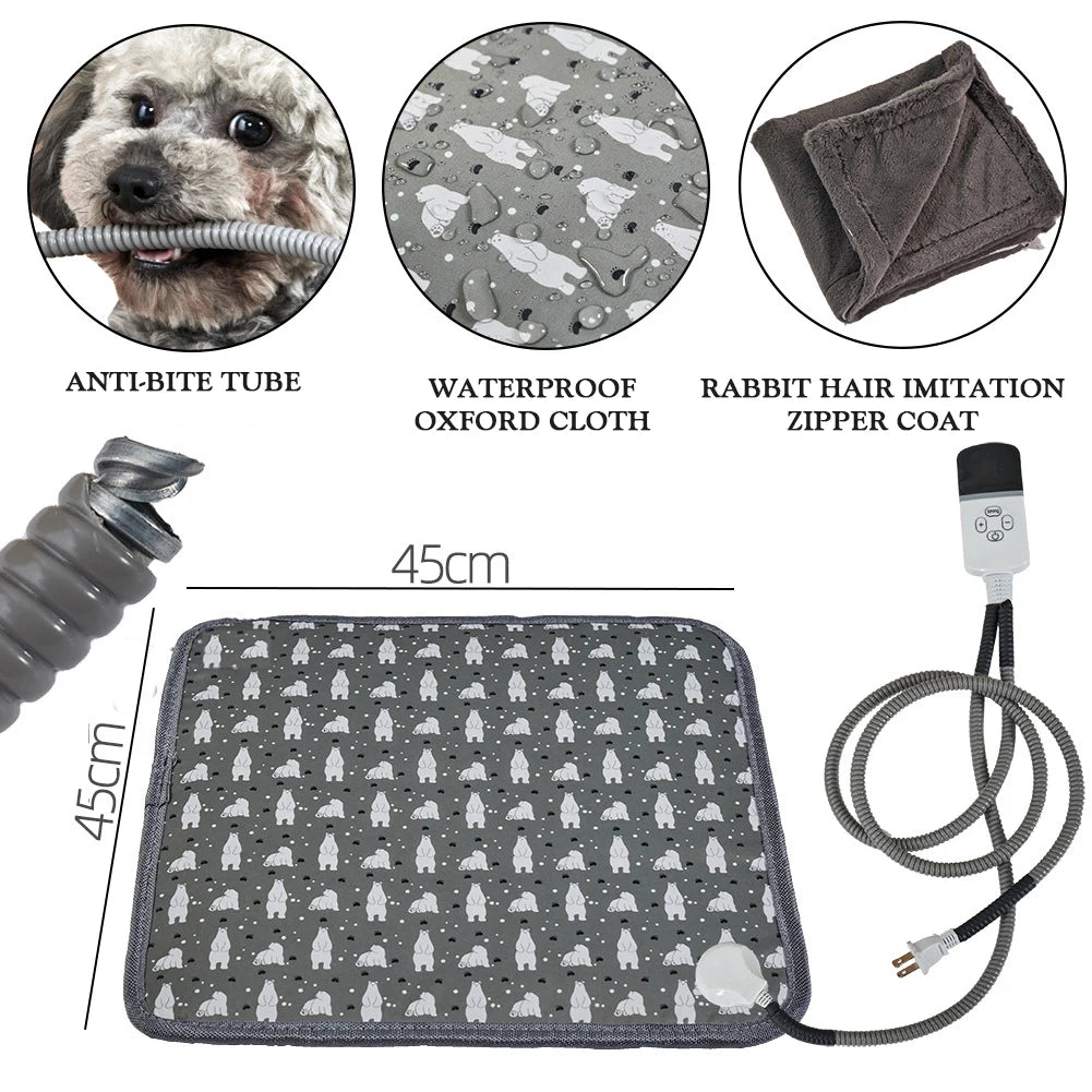 220V 20W Pet Electric Heating Pads Heated Blanket Winter Dog Cats Warmer Mat Sleeping Bed Pet Supplies Washable blanket Mats