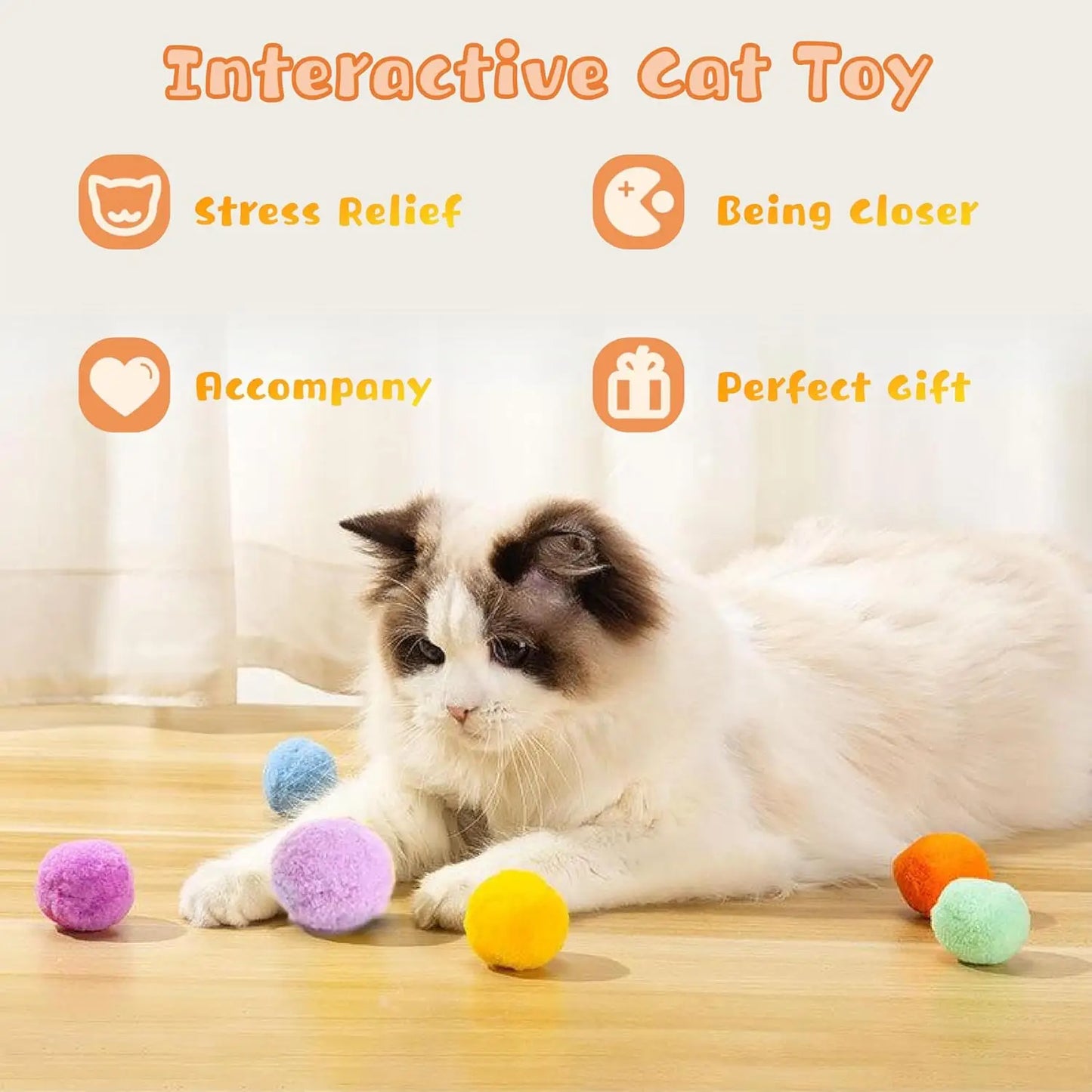 Cat Ball Launcher Gun Interactive Toy for Indoor Cats with Plush Pom Pom Balls Training Kitten Play Fetch Game Pet Supplies