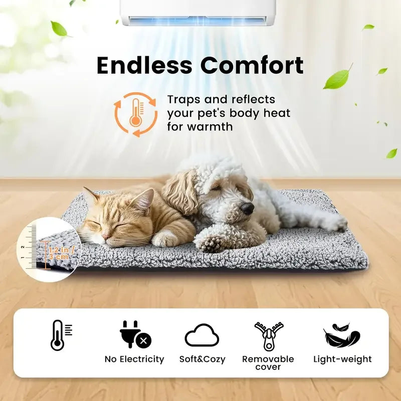 Self-Heating Pet Pad Blanket for Dogs Cats, No Electricity Thermal Mat with Anti-Slip Bottom, Warm Cushion for Puppy Kitten Pets