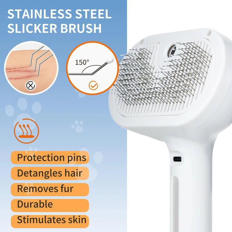 Dog Comb Pet Steam Massage Brush Safe Round Head Soft Teeth Spray Hair Removal Combs