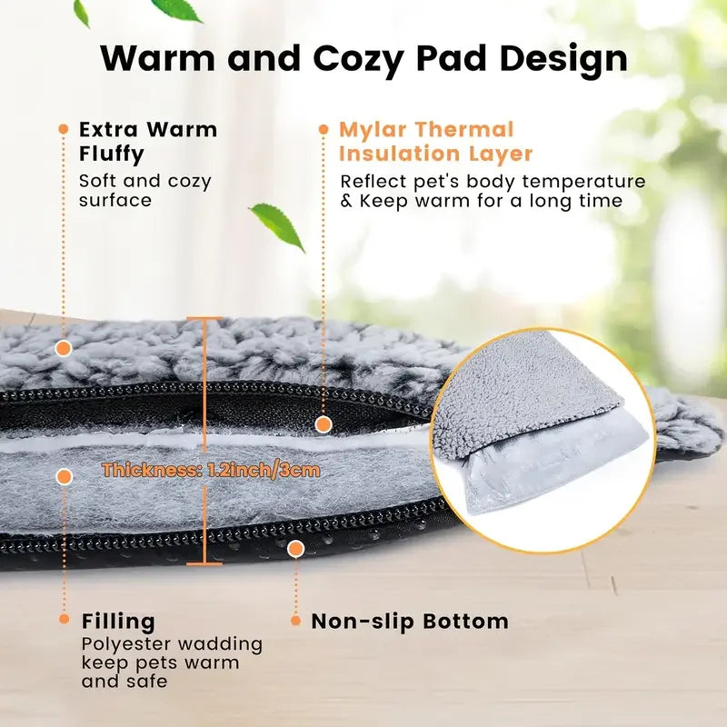 Self-Heating Pet Pad Blanket for Dogs Cats, No Electricity Thermal Mat with Anti-Slip Bottom, Warm Cushion for Puppy Kitten Pets